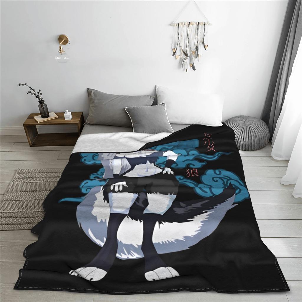 Loona Wolf Flannel Throw Blankets  Blanket for Home Travel Warm Bedroom Quilt
