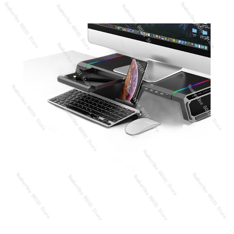 Computer Monitor Stand Riser Adjustable Folding Desktop Bracket Storage Base Multi Functional Organizer for Home Office Use