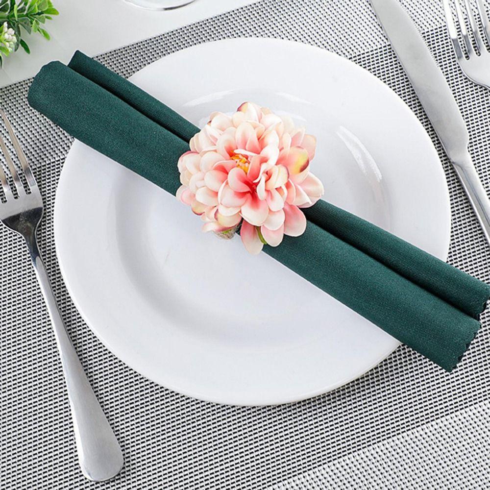 4pcs with Rope Napkin Rings Artificial Flower Chrysanthemum Rings  Festival Wedding Thanksgiving