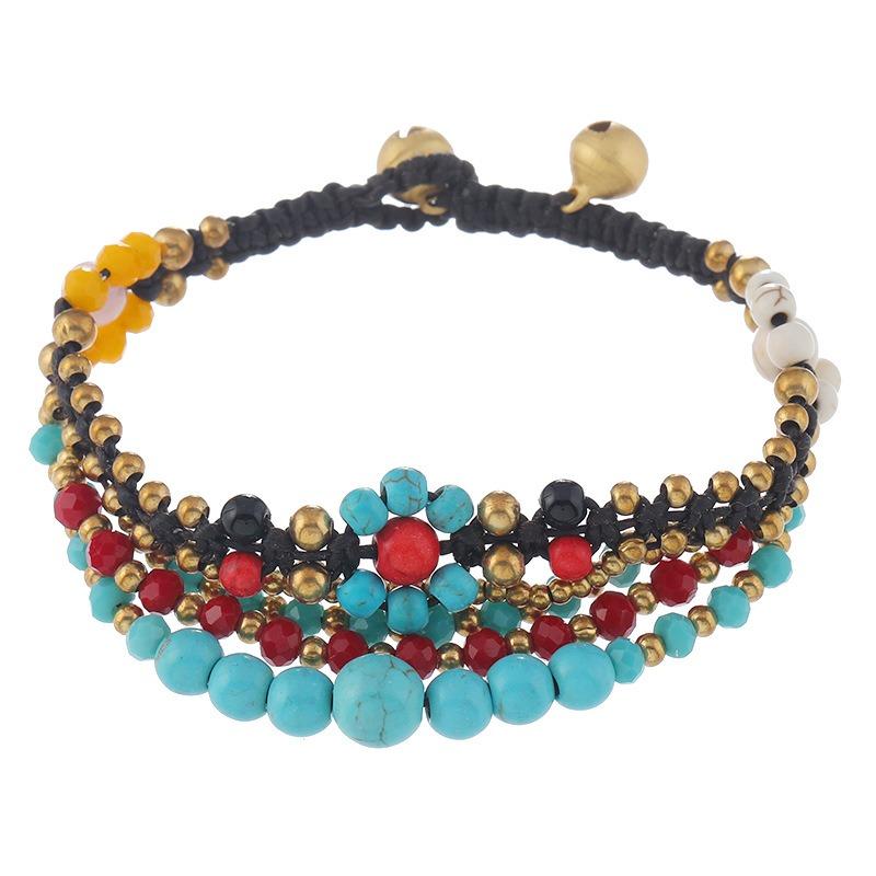 Original Woven Bracelet Yunnan Retro Natural Stone Multi-layer Bohemian Exotic Wind Hand Rope for Women