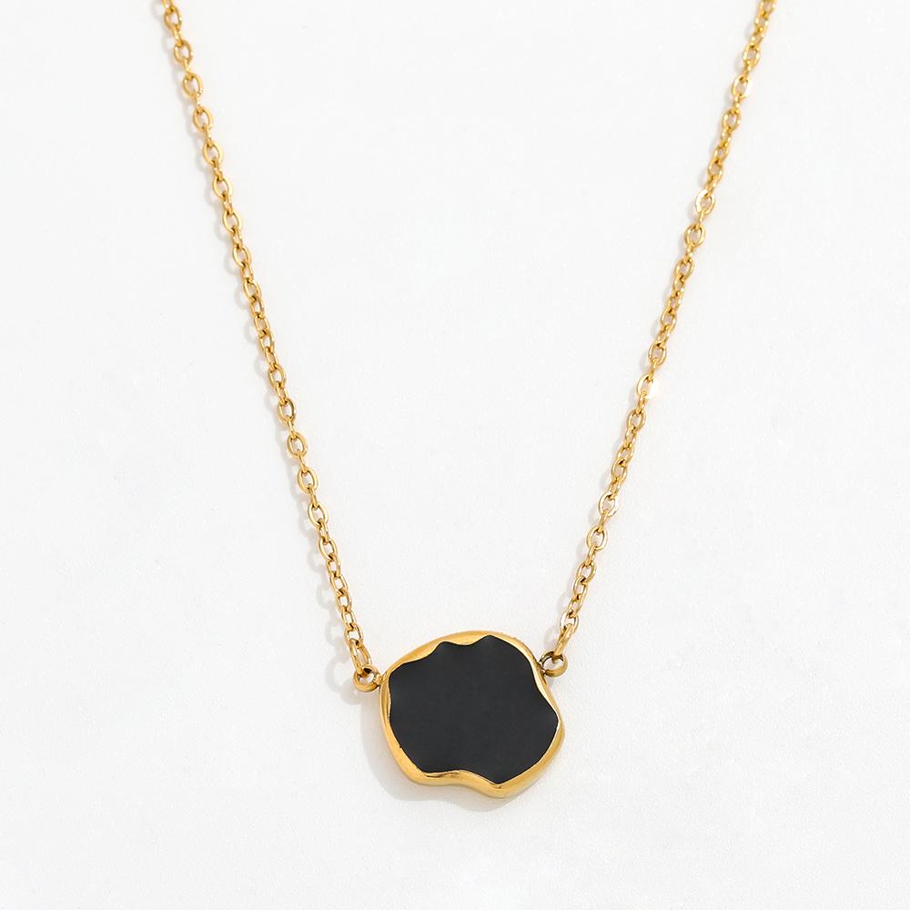Joolim Jewelry 18K Gold Plated White Black Enamel Cloud Pendant Sweater Necklace Stainless Steel Jewelry