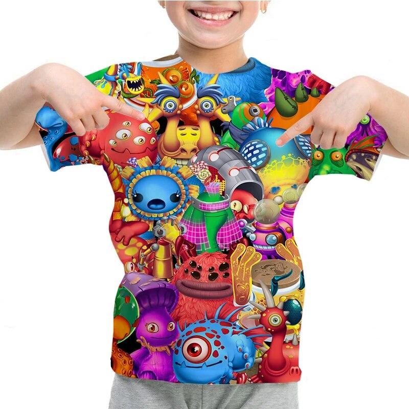 My Singing Monsters T-shirt Boys Girls Summer 3D Cartoon Anime T Shirt O-neck Casual Tshirt Kids Short Sleeve Children Tops Tees