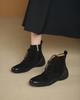 Retro Leather Square Head Inner Height Increase Martin Boots Women's 2025 Autumn and Winter New Fashion Color Polishing Comfortable Ankle Short Boots