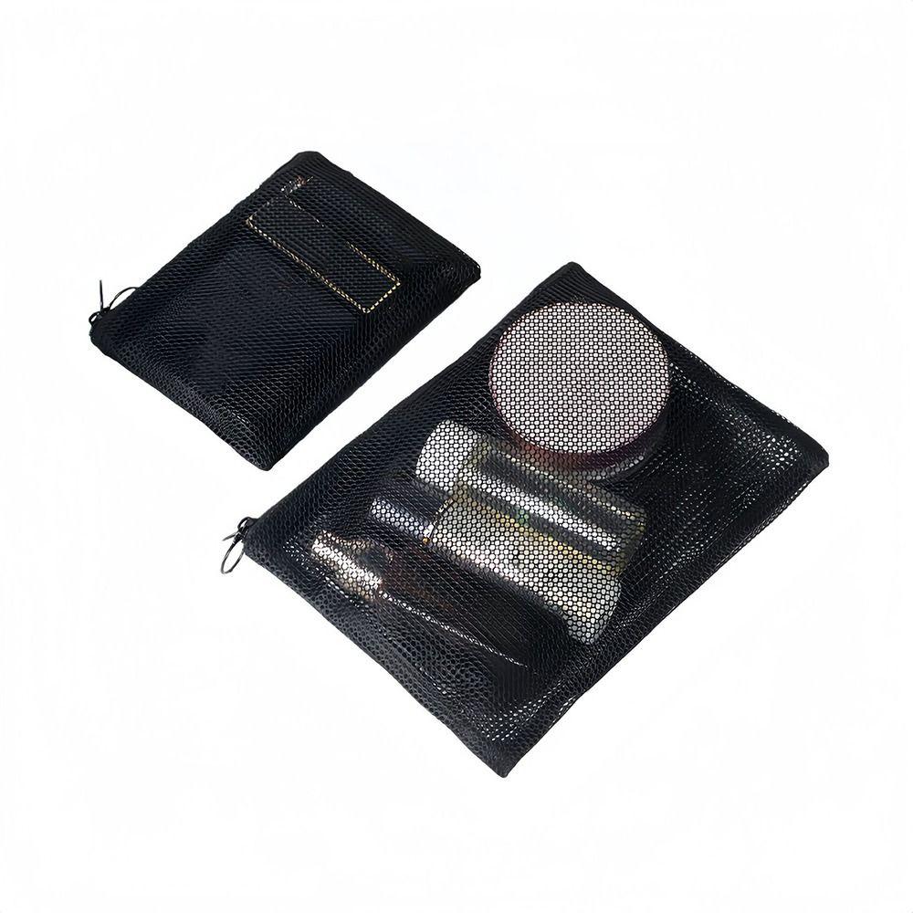 New Double Zipper Mesh Storage Bag Dopamine Color Candy Color Mesh Cosmetic Bag Toiletry Large Capacity Travel Storage Pouch