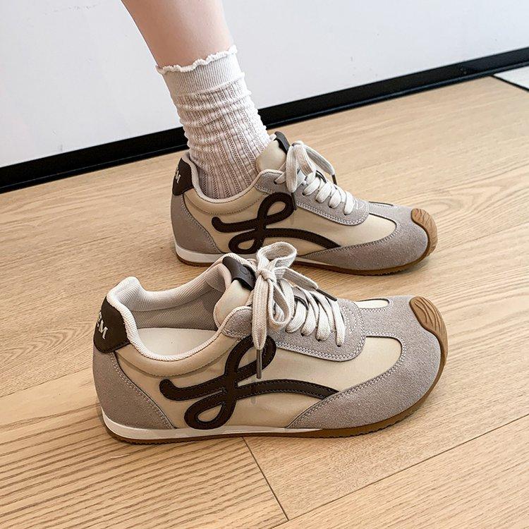In the autumn of 2025, the new inner height-increasing German training shoes women's color matching lace-up Forrest Gump shoes flat-bottomed versatil