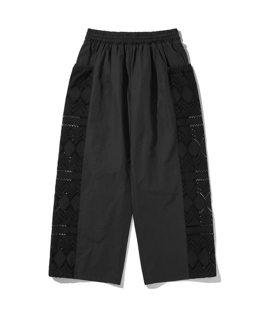 HELEMENT Women'S Eyelet Wide Pants (Black)