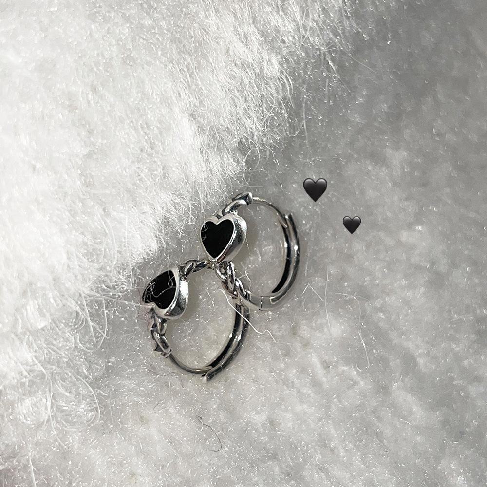 

«Трендовые высококачественные ретро-серьги Love 2025 для женщин» heart earrings чёрный