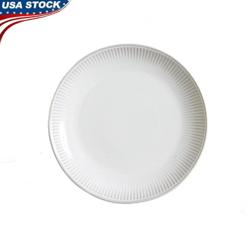 

Elegant 10.5 Inch Stoneware Dinner Plate Ribbed Edge Microwave Dishwasher Safe Durable Ceramic Dish United States