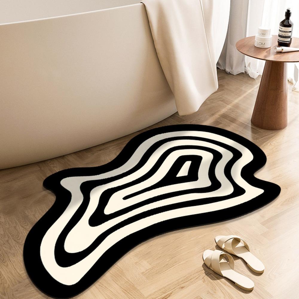 Irregular Simple Printing Bathroom Thickening Mat Bath Non-slip Carpets In Wash Basin Bathtub Side Floor Rug Shower Room Doormat Memory Foam 3D Pad