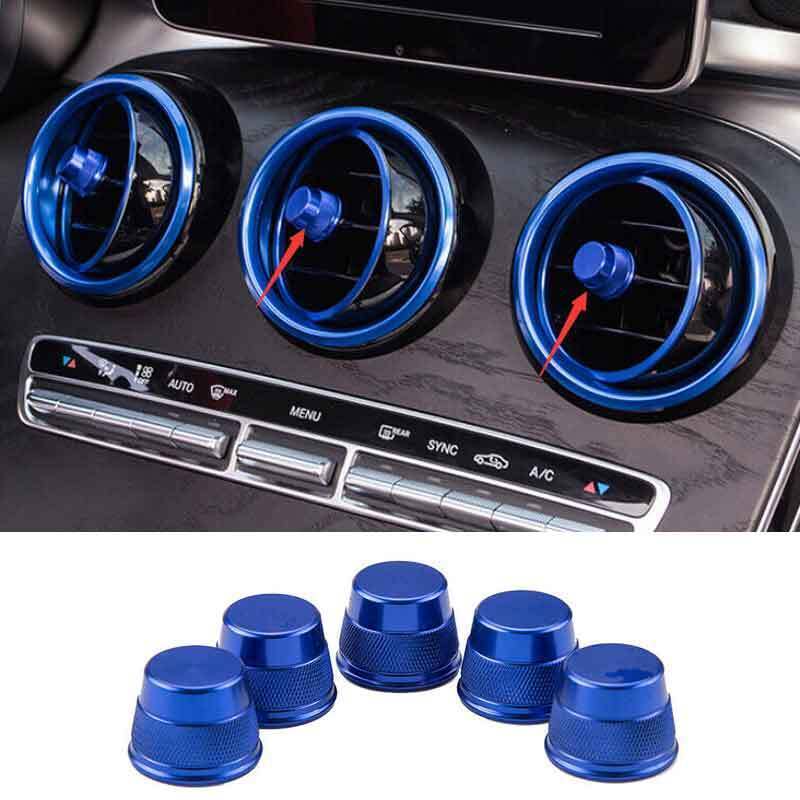 2016-  5PCS Console AC Ring For Benz GLC X253 Aluminum Blue Cover Trim