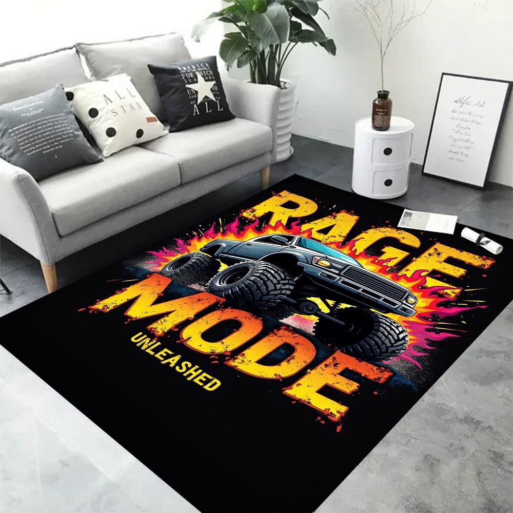 Graffiti Cartoon Cool Off-road Vehicle Carpet Kids Room Game Non-slip Soft Floor Mat Bedroom Home Decoration Rugs Living Room