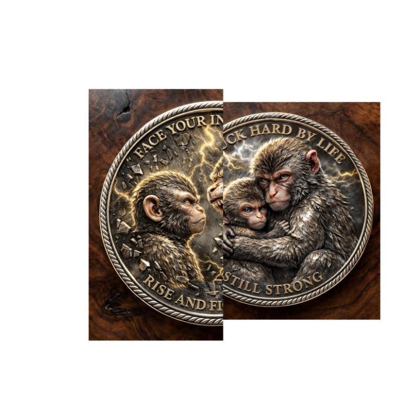 

1Pcs Mental Health Motivational Challenge Coins Emotional Support Monkey Coin Inspirational Metal Challenge Coin