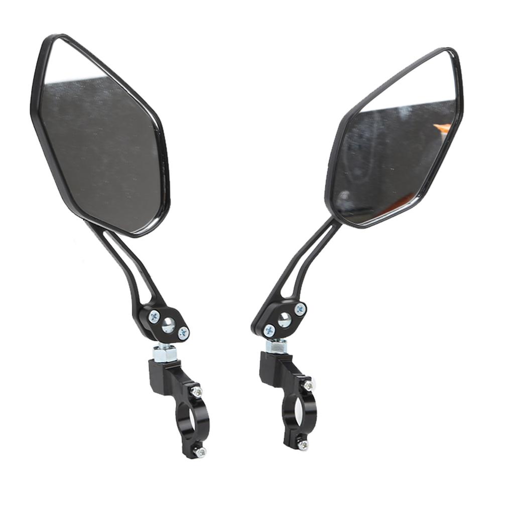 2pcs Bike Mirrors Adjustable Black Aluminum Alloy Bike Rear View Mirror for Mountain Bike Electric Bike Motorcycle