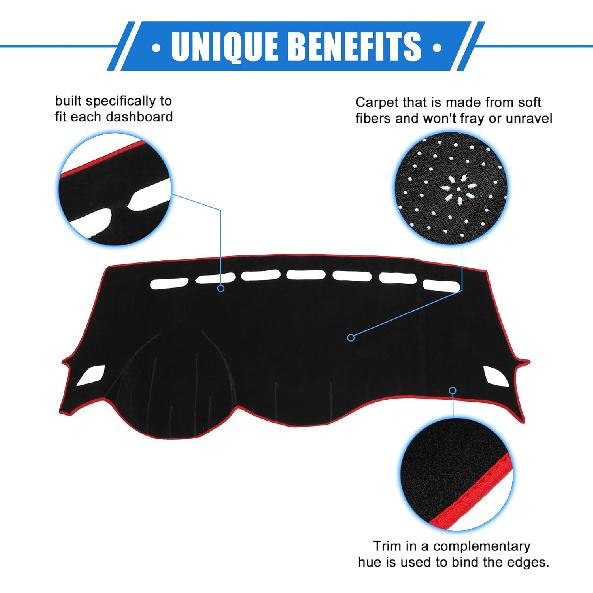 Dashboard Dash Cover Compatible for Chevy Trax 2017-2020, Durable Polyester Red Front Dash Cover Mat