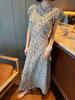 Pastoral Floral Cotton Puff Sleeve Slim Long Dress - Romantic Spring/Summer Women's Wear
