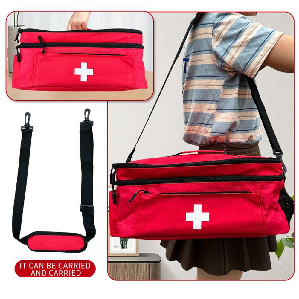 Portable Medication Organizer with Shoulder Strap First Aid Kit Pill Bottle Storage Bag for Home Travel