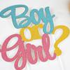 Glitter Boy or Girl Cake Toppers Gender Reveal Party Cake Decorations Pink Blue He or She Supplies Birthday Party Cake Flags