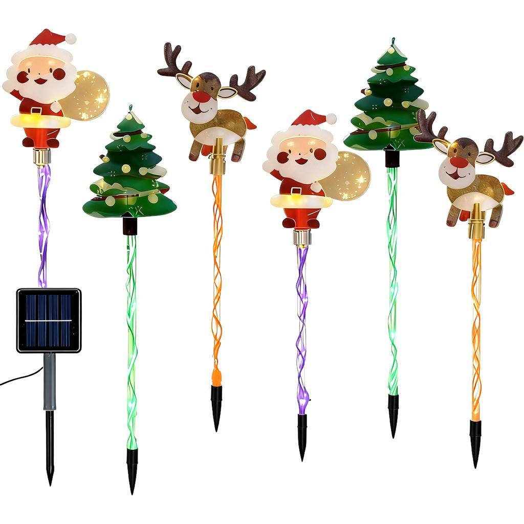 Ground Inserted Christmas Decorative Lights Waterproof LED Outdoor Solar Lights for Walkway Yard Lawn Porch Holiday Decor