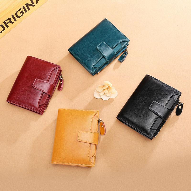 IELGY Frau Tasche Mode Echtes Leder Geld Reißverschluss Vielseitig Schwarz Einfache Führerschein Koreanische Version