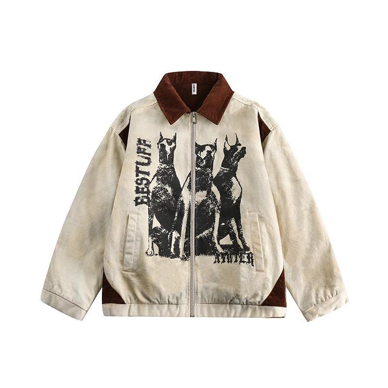 Men s American Retro Tie-Dye Workwear Jacket - Spring/Autumn Trend Loose Fit L