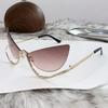 Sweet Edgy Rhinestone Gradient Cat-Eye Decorative Glasses Thin Metal Frame Irregular CutStylish Photo-Ready Eyewear for Outfits