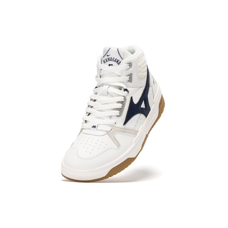 Mizuno Court Slam Hi Trendy Casual High-Top Sneakers Unisex Sneakers White Navy D1GH222402