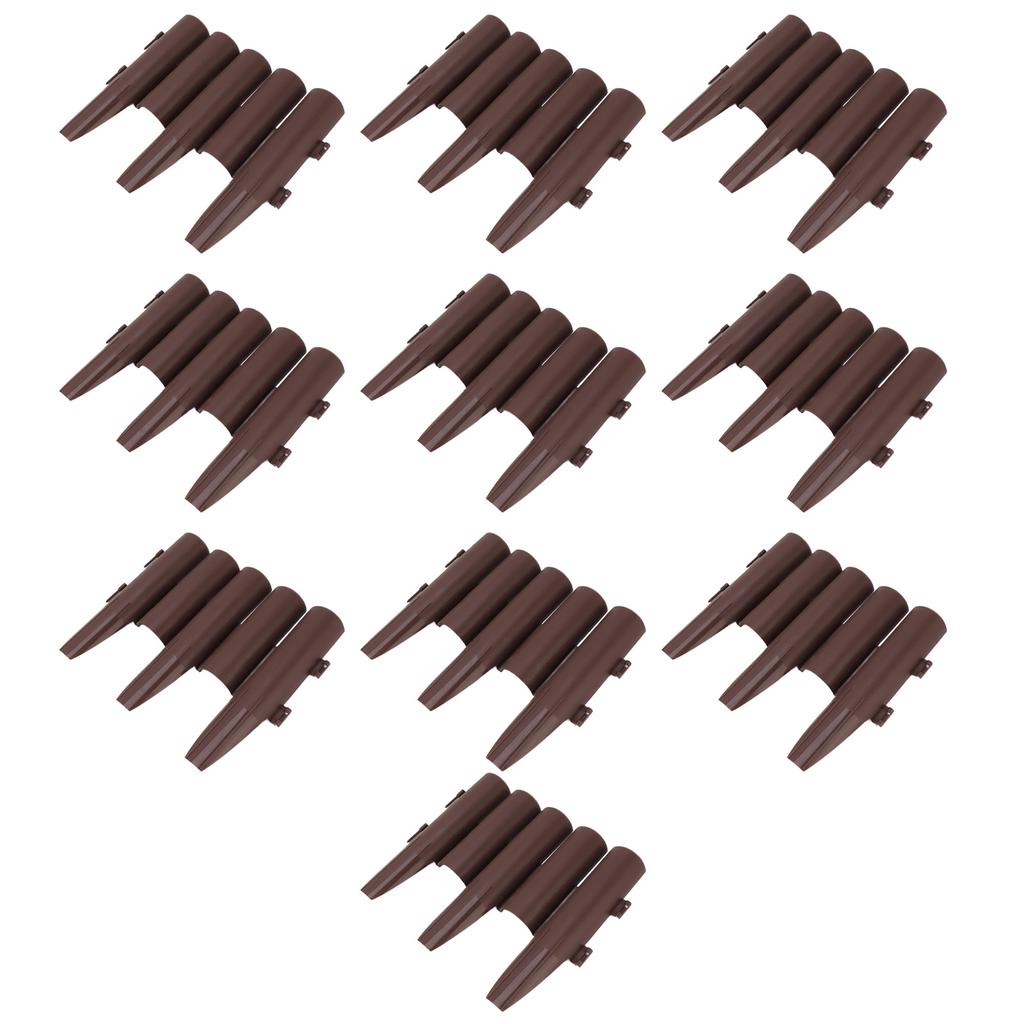 10 PCS Staggered Short Fence PP Easy To Install Brown Short Fence Edging for Balcony Flower Bed