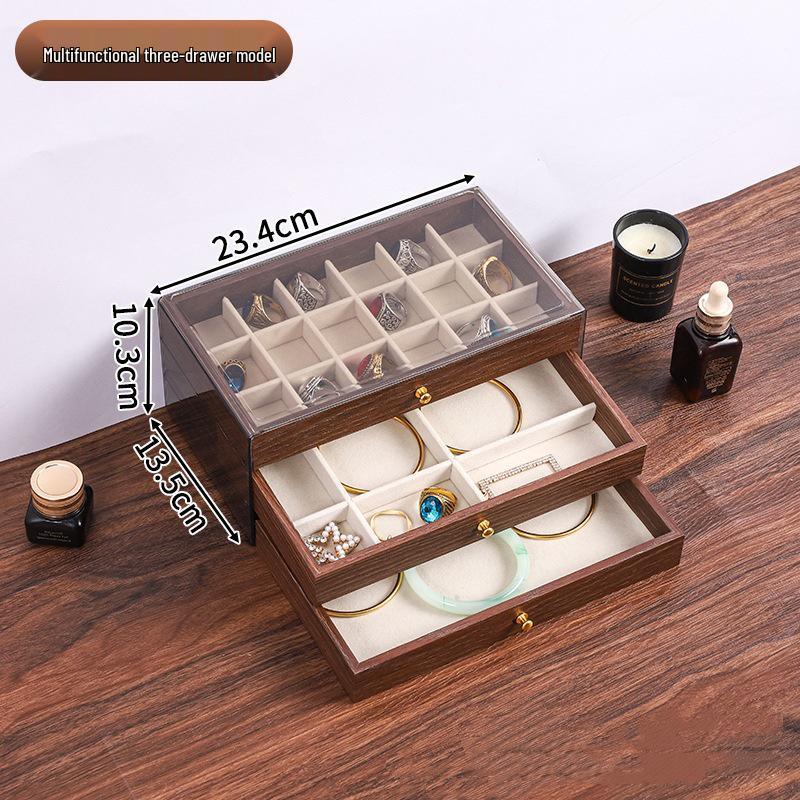 

Бархатная шкатулка для украшений «Орех» с тремя ярусами для серег, ожерелий и браслетов - Большая вместимость для демонстрации