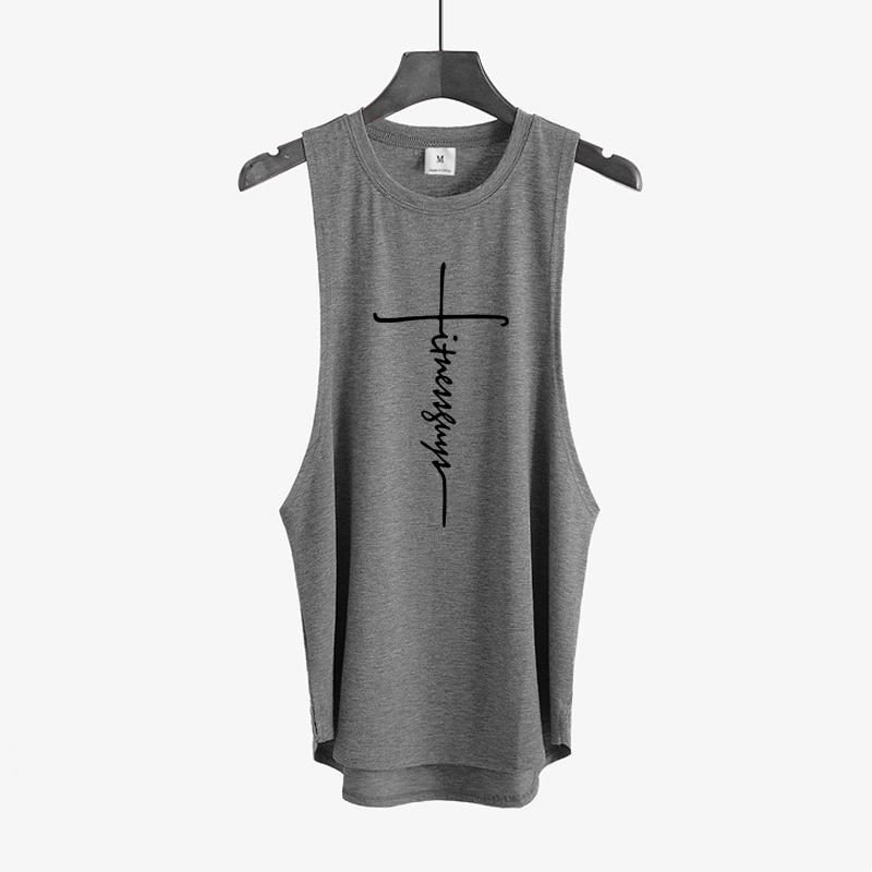 Muscleguys Mens Bodybuilding Fitness Tank Tops Gym Workout Muscle Sport Sleeveless Singlets Summmer Cool Cotton Breathable Loose T-shirts