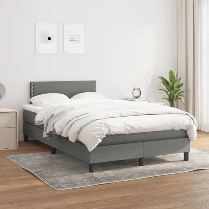 3139962 vidaXL Divan Bed with Mattress Dark Grey 120x200cm Fabric