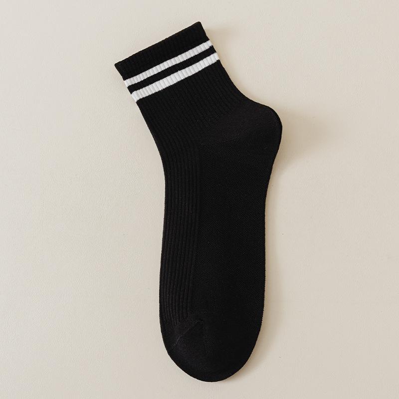 

Мужские осенние носки с параллельными полосками, антипиллинговые, влагоотводящие, дезодорирующие, бесшовные, короткие, хлопковые 1 pair чёрный