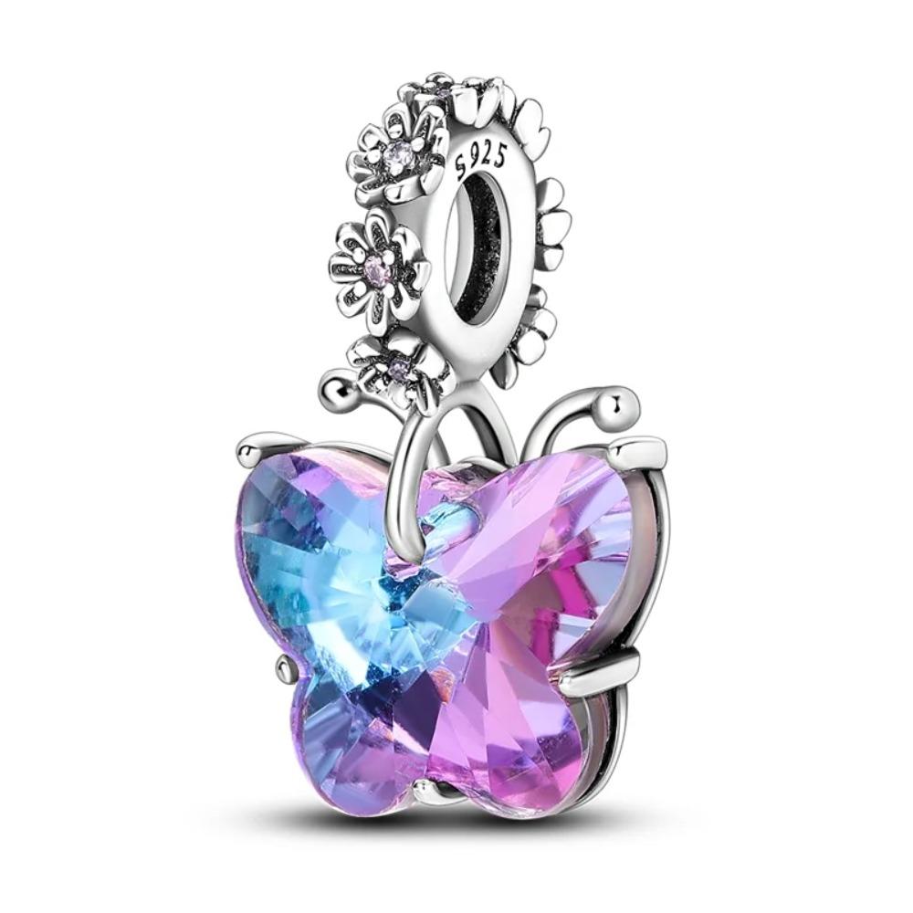 925 Silver Unicorn Pendant Noctilucent Charm Bead DIY Princess Bracelet Colorful Jewelry Gift for Women