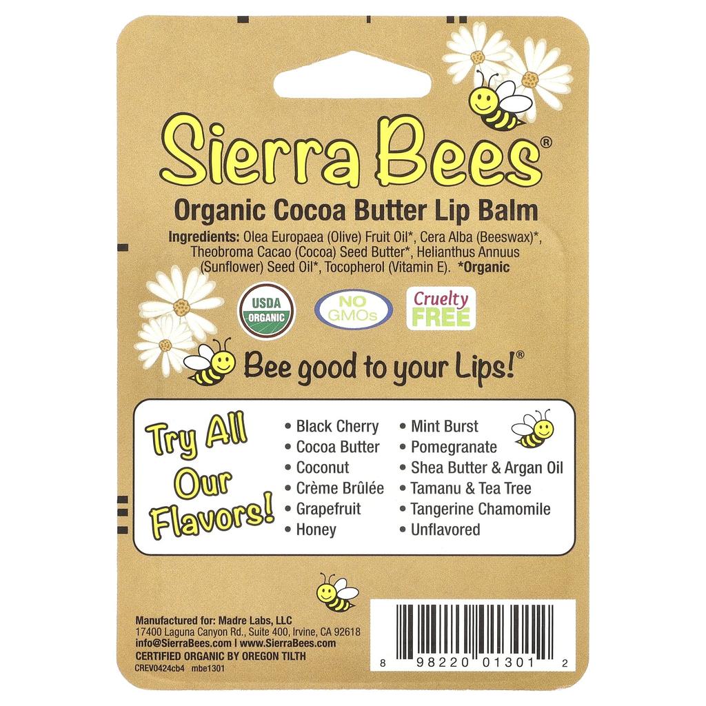 Organic Lip Balms, Pack of 4, 0.15 Oz (4.25 G) Each