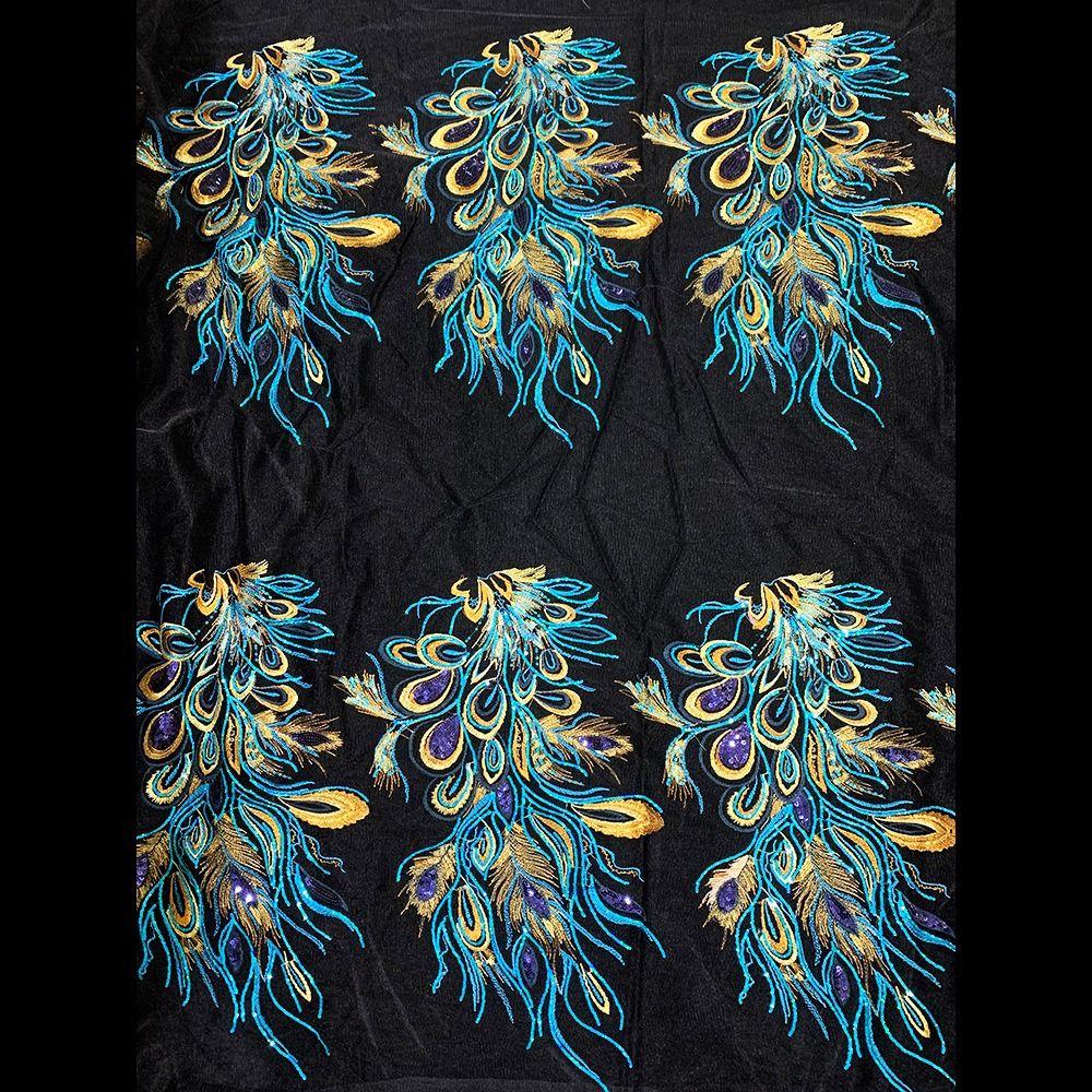 DIY Embroidered Floral Patches Phoenix Feather Sequined Embroidery Patches  Wedding Dresses