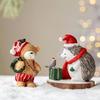 Festival Colorful Christmas Houses Tree Bear Statue Resins Miniature Figurine Ornament Seasonal Holiday Desktop Decors