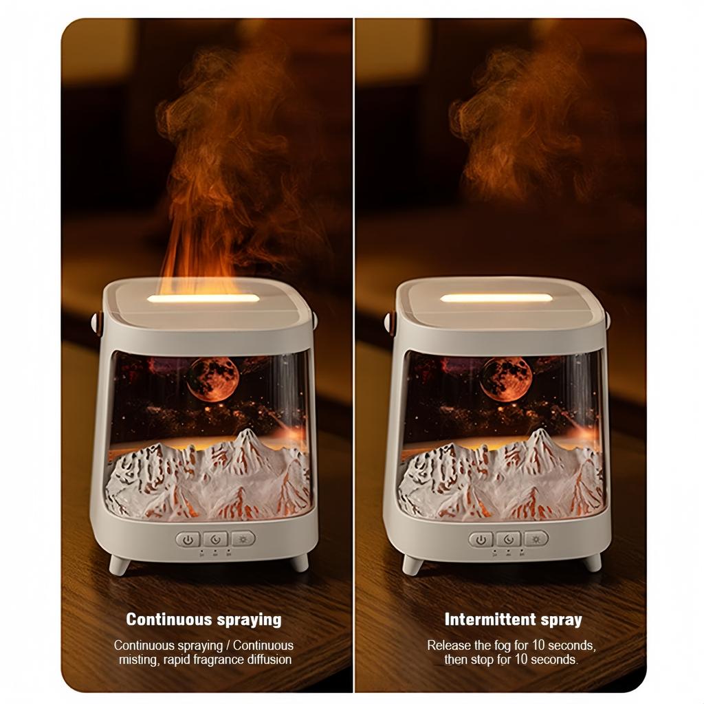 200ML Flame Essential Oil Mist Diffuser Aromatherapy Humidifiers with 7 LED Color Light Timer & Remote Control, for Bedroom