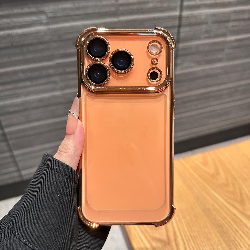 Luxury Electroplate Transparent Phone Case For iPhone 11 12 13 14 15 16 Pro Max Plus Clear Bumper Shockproof Protection Cover