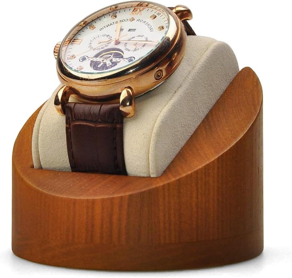 Woodten Wooden Watch Stand, Beige, Natural, Space-Saving Display Stand for Single Watches