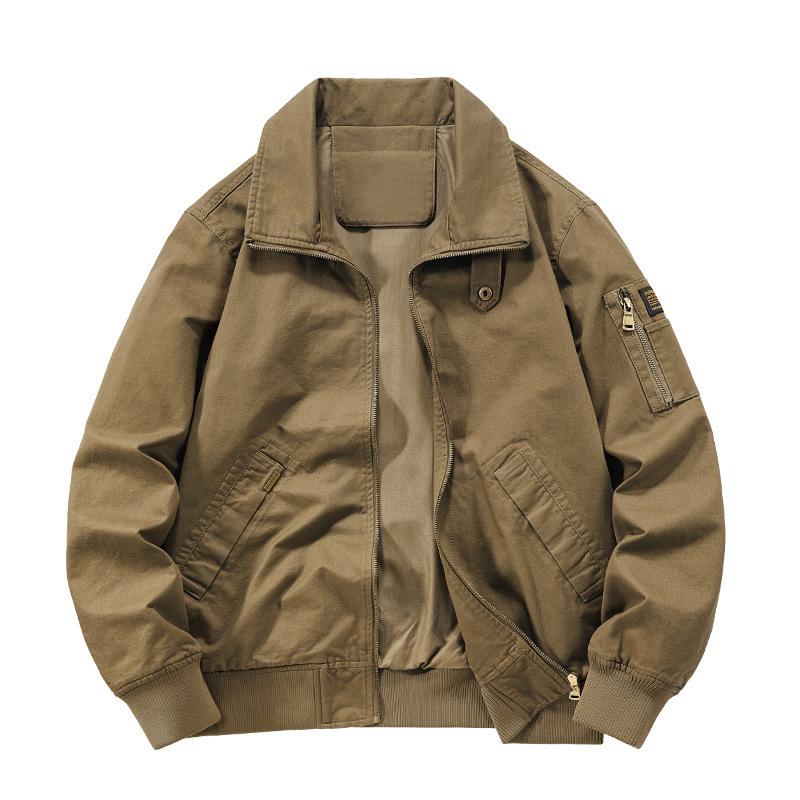 New Spring and Autumn Cotton Lapel Jacket Men's Retro Casual Tooling High-end Loose Flight Suit Jacket