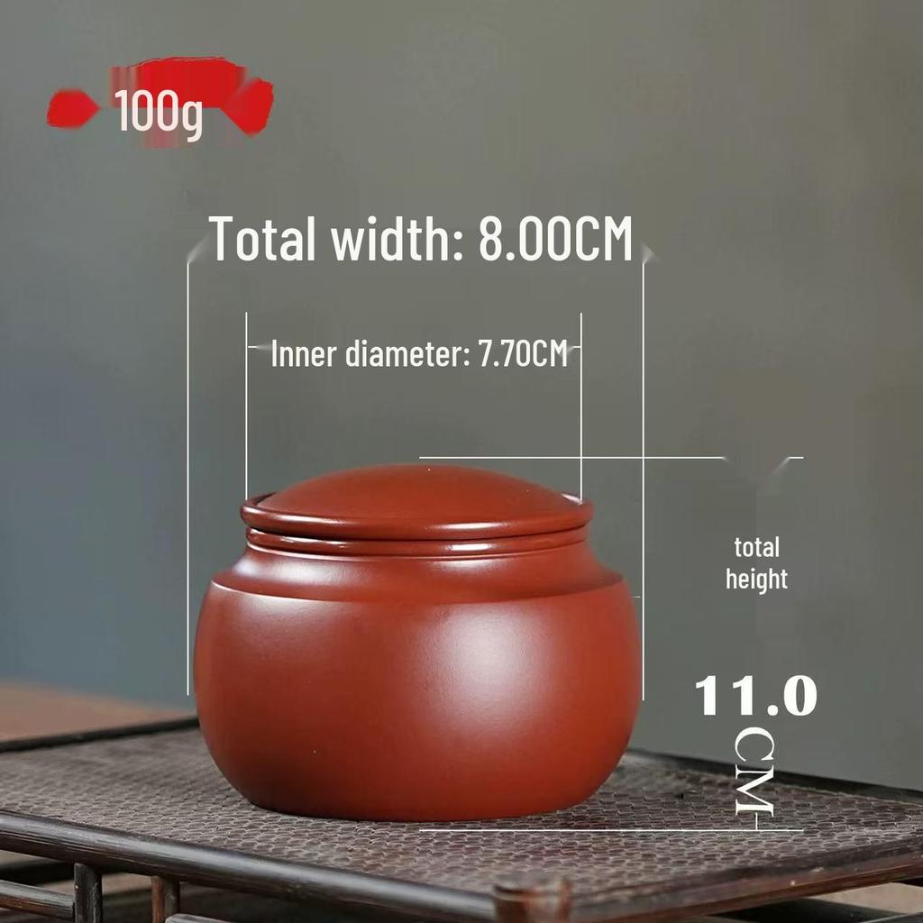 100g Zhu Ni Zisha Mini Tea Canister - Solid Color, Chinese Style Boutique Tea Storage.
