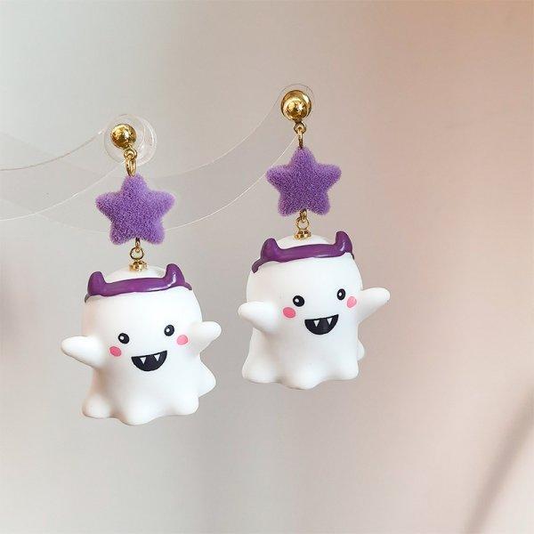 Halloween Cute Resin Ghost Pumpkin Earrings Stud For Women Cartoon Bat Pendant Earring Girl Friendship Party Jewelry Party Gift