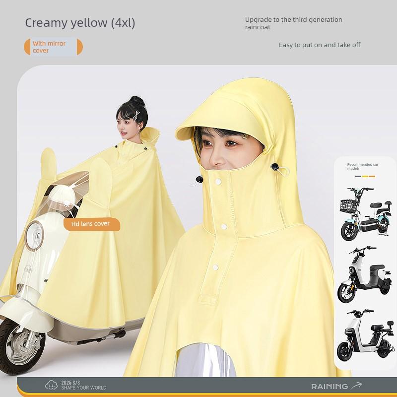 Electric Vehicle Raincoat, Single-Person Long Style, Full-Body Storm-Proof, Thickened and Enlarged Rain Poncho, Unisex, Specifically for Motorcycles