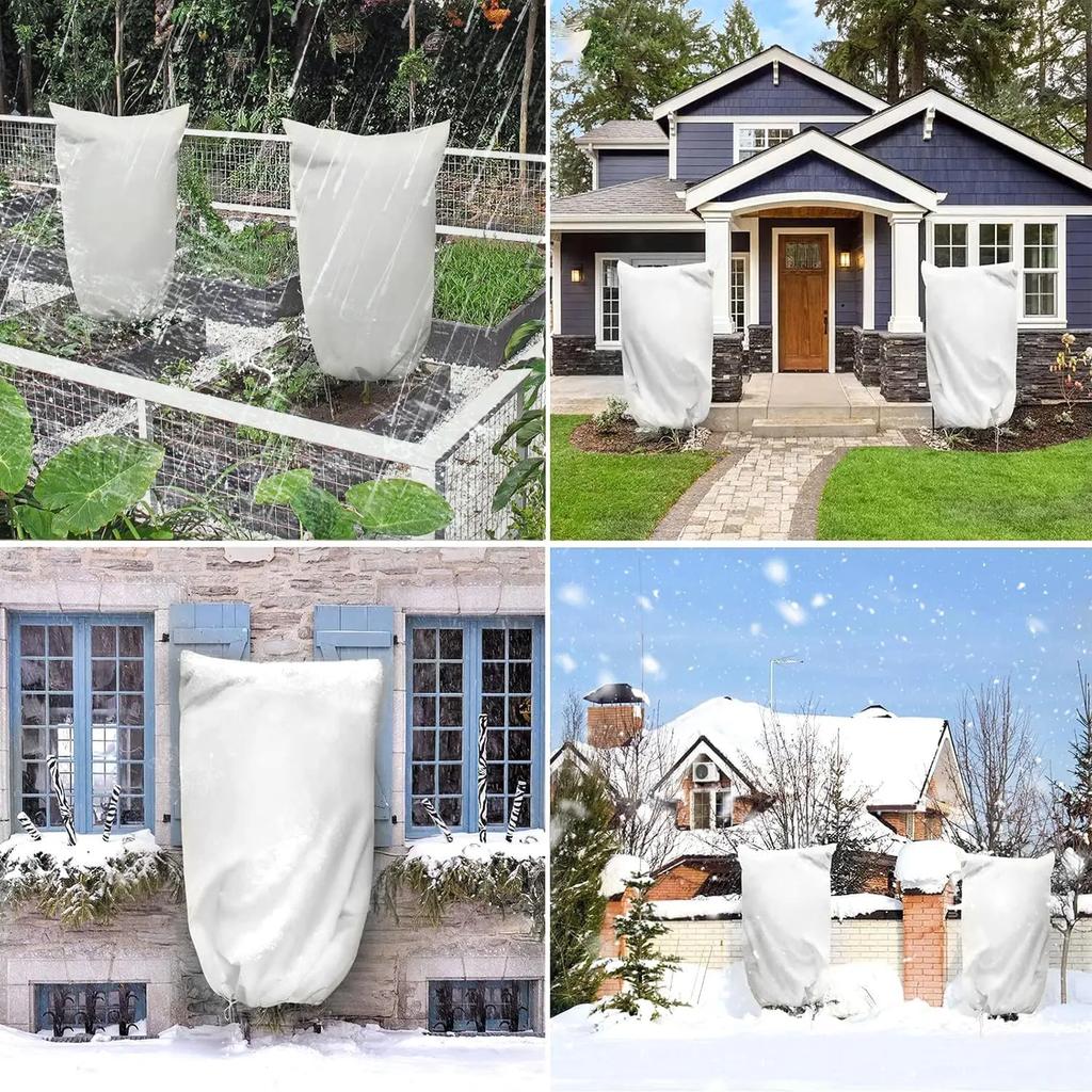Multi-size Winter Plant Protection Bag Non-woven Plant Against Cold Warm Cover with Zipper Drawstring Vegetation Anti-Frost Bags