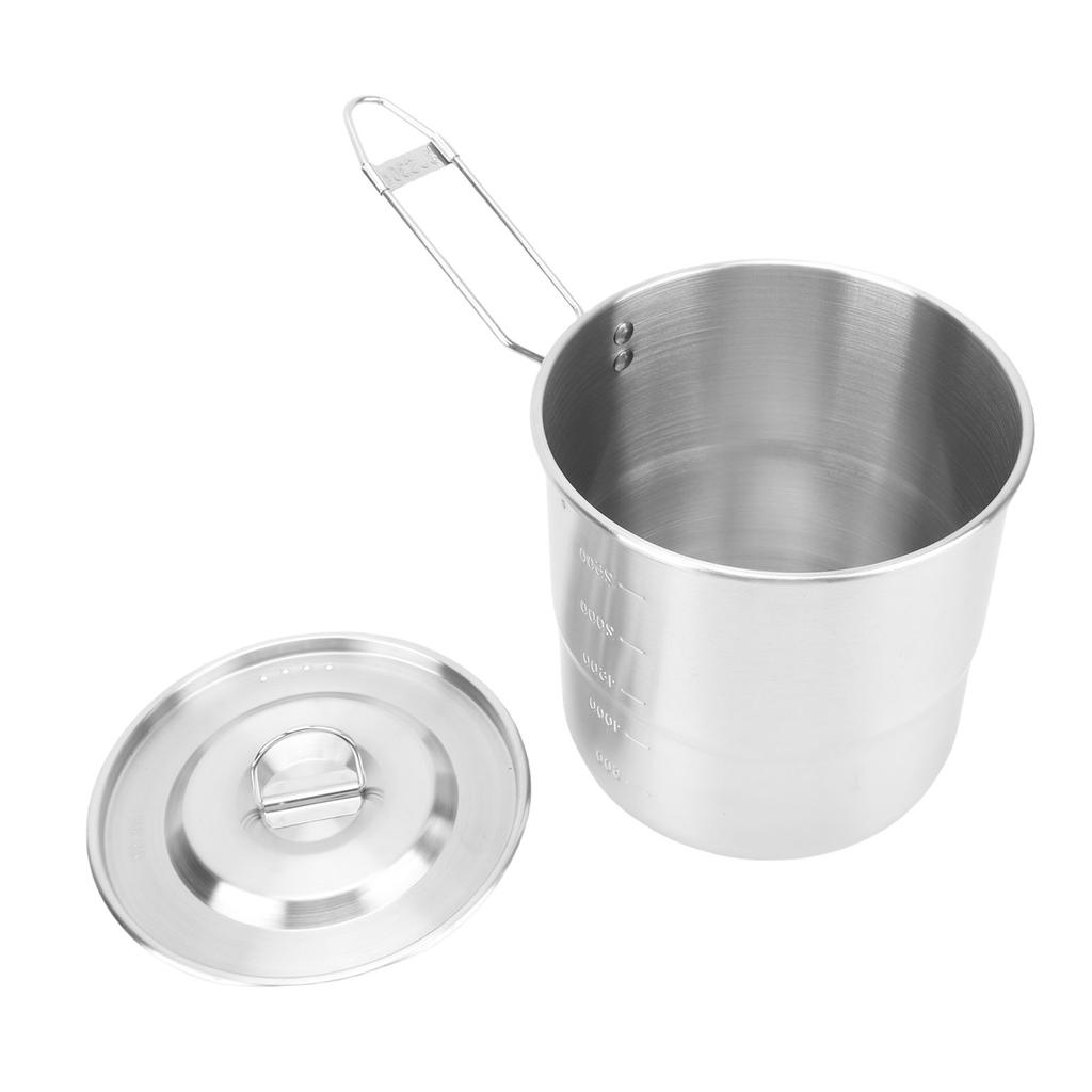 Camping Cooking Pot 304 Stainless Steel Portable Metal Rice Cooker Camping Cookware for Outdoor Hiking