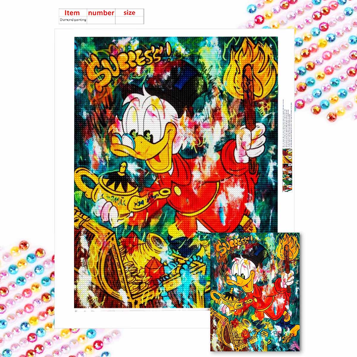 

Наборы для алмазной живописи 5D DIY для взрослых, Дональд Дак и Волшебная лампа Аладдина, наборы с полными круглыми кристаллами для начинающих для украшения стен дома Round 20x30cm