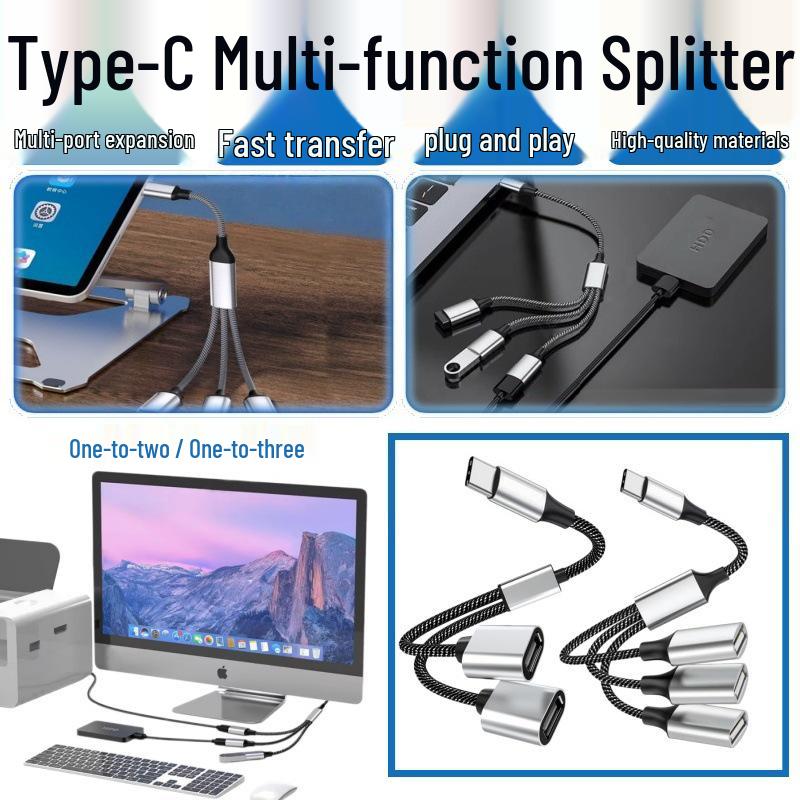 Type-C Hub Charger Splitter Docking Station for Phones, Computers, Tablets