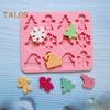 Christmas Silicone Mold 12 Cavities Snowman Tree Hat Cookie Man Non-stick Food Grade Easy Release DIY Fondant Chocolate Candy Biscuit Jelly