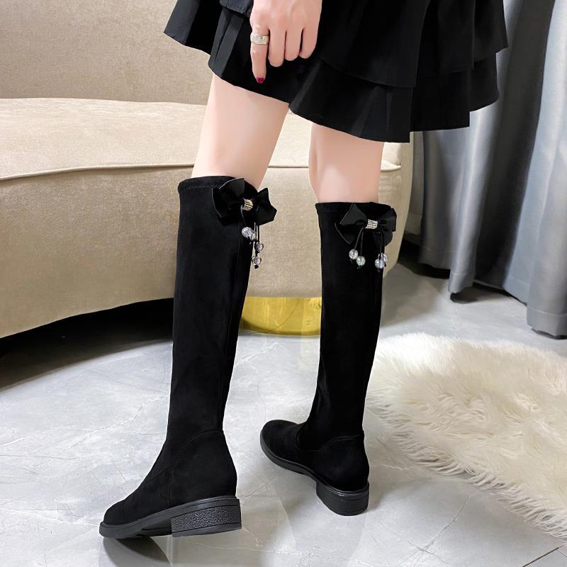 High boots knee small medium boots elastic new velvet autumn and winter boots women but look thin and fashionable