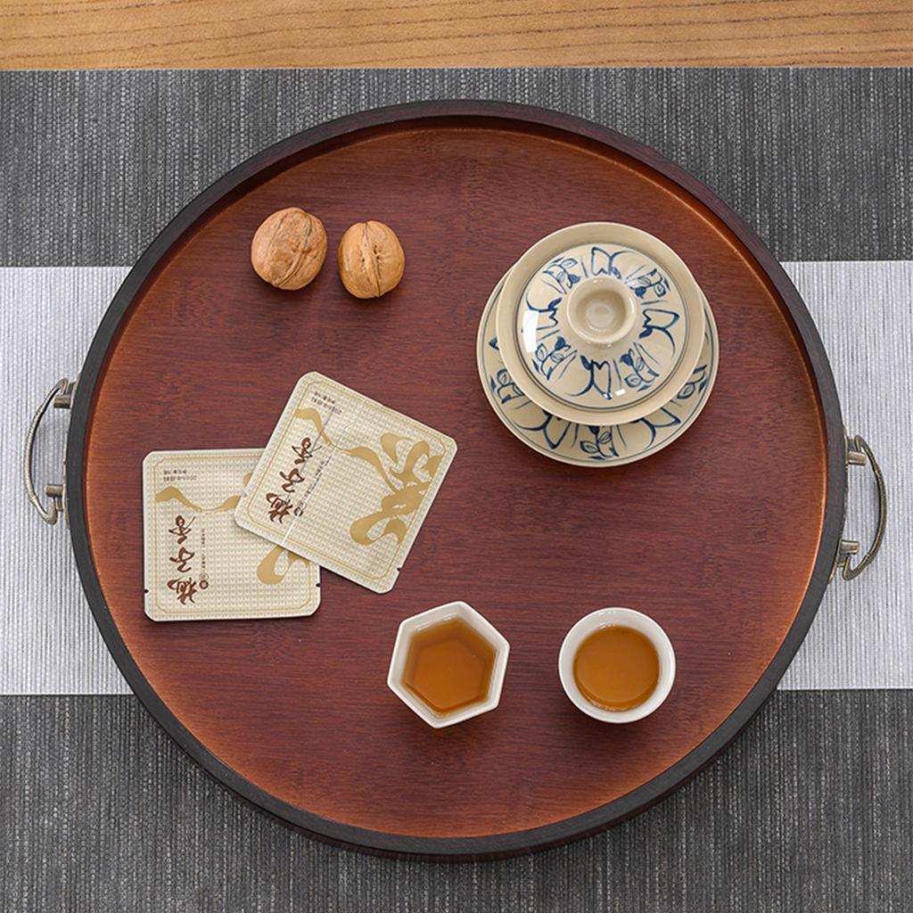 Bamboo Serving Tray, Solid Wood Breakfast Tray with Handles, Large Bamboo Food Tray Great for Dinner, Tea, Coffee, Bar, Parties