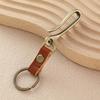 Cowhide Distressed Alloy Waist Hanger Keychain - Creative, Portable, Genuine Leather Pendant for Car Keys